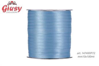 Nastro doppio raso 10mm rotolo da 100 metri di colore azzurro