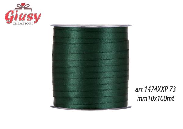 Nastro doppio raso 10mm rotolo da 100 metri di colore verde scuro