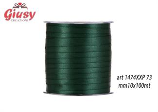Nastro doppio raso 10mm rotolo da 100 metri di colore verde scuro