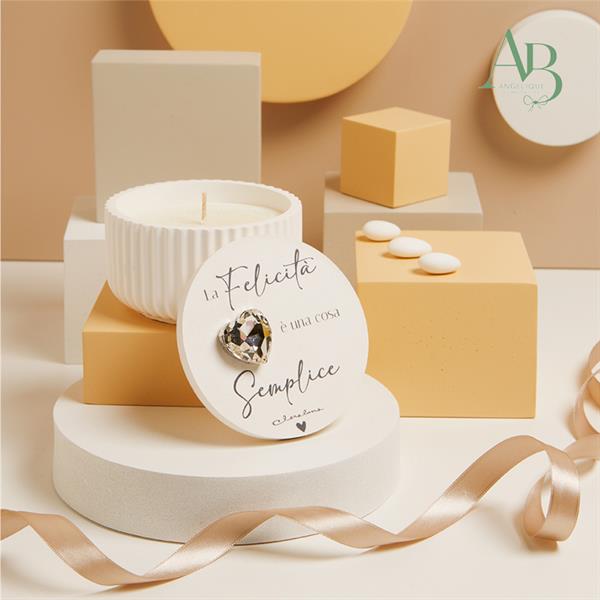 Scatolina Claraluna in gesso diametro 10x6,5 cm con cuore silver